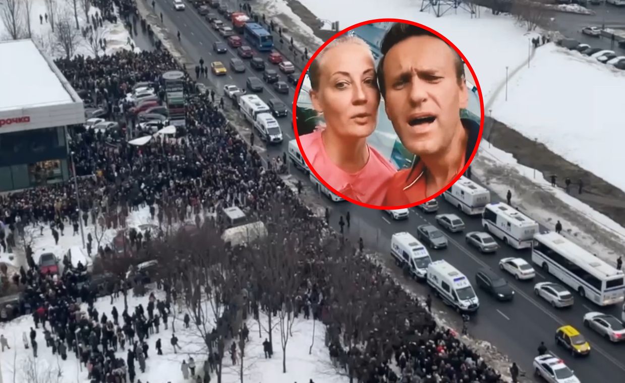 tłumy na ulicach. nawalna nie mogła przyjechać na pogrzeb męża