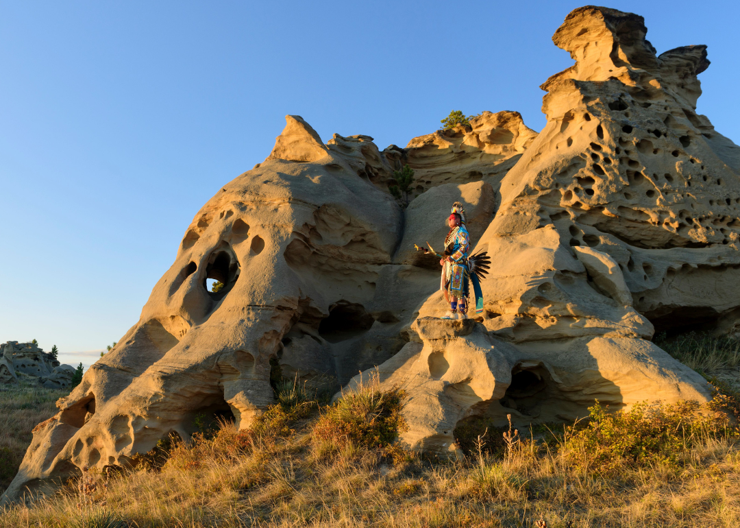 <p>- Address: 1141 MT-7, Ekalaka, Montana<br> - Want to visit votes on Atlas Obscura: 723<br> - Been here votes on Atlas Obscura: 100<br> - Rarity ratio: 7.2</p>  <p>The sandstone formations at<a href="https://www.atlasobscura.com/places/medicine-rocks-state-park"> Medicine Rocks State Park</a> may look a bit like Swiss cheese because of how they've eroded over time, but these pillars are more than a geological oddity. They also provided a canvas for Native Americans dating hundreds of years back—many of whom were part of hunting parties that gathered here and considered the site both sacred and medicinal. As the soft stone is easy to carve markings into, a lot of rock art can be found throughout the grounds, including <a href="https://historicmt.org/items/show/2845">petroglyphs</a> depicting local wildlife, people, and events that occurred over the course of hundreds of years.</p>