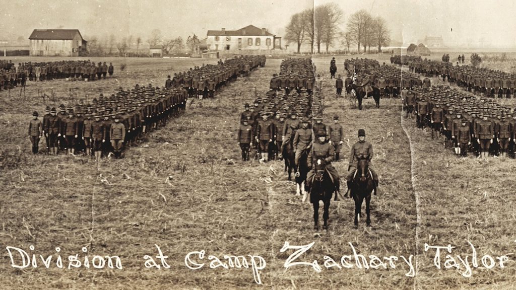 <p>Camp Zachary Taylor, set up at West Point, Kentucky, served as a training center for field artillery units beginning in 1917. This is where famed novelist F. Scott Fitzgerald, author of The Great Gatsby, trained. The war ended before he was sent overseas.</p><p>In July 1918, roughly 20,000 acres in the area were leased to the government and plans were put into place to build a permanent training facility. There were several small communities located in the area, including West Point and Stithton.</p>