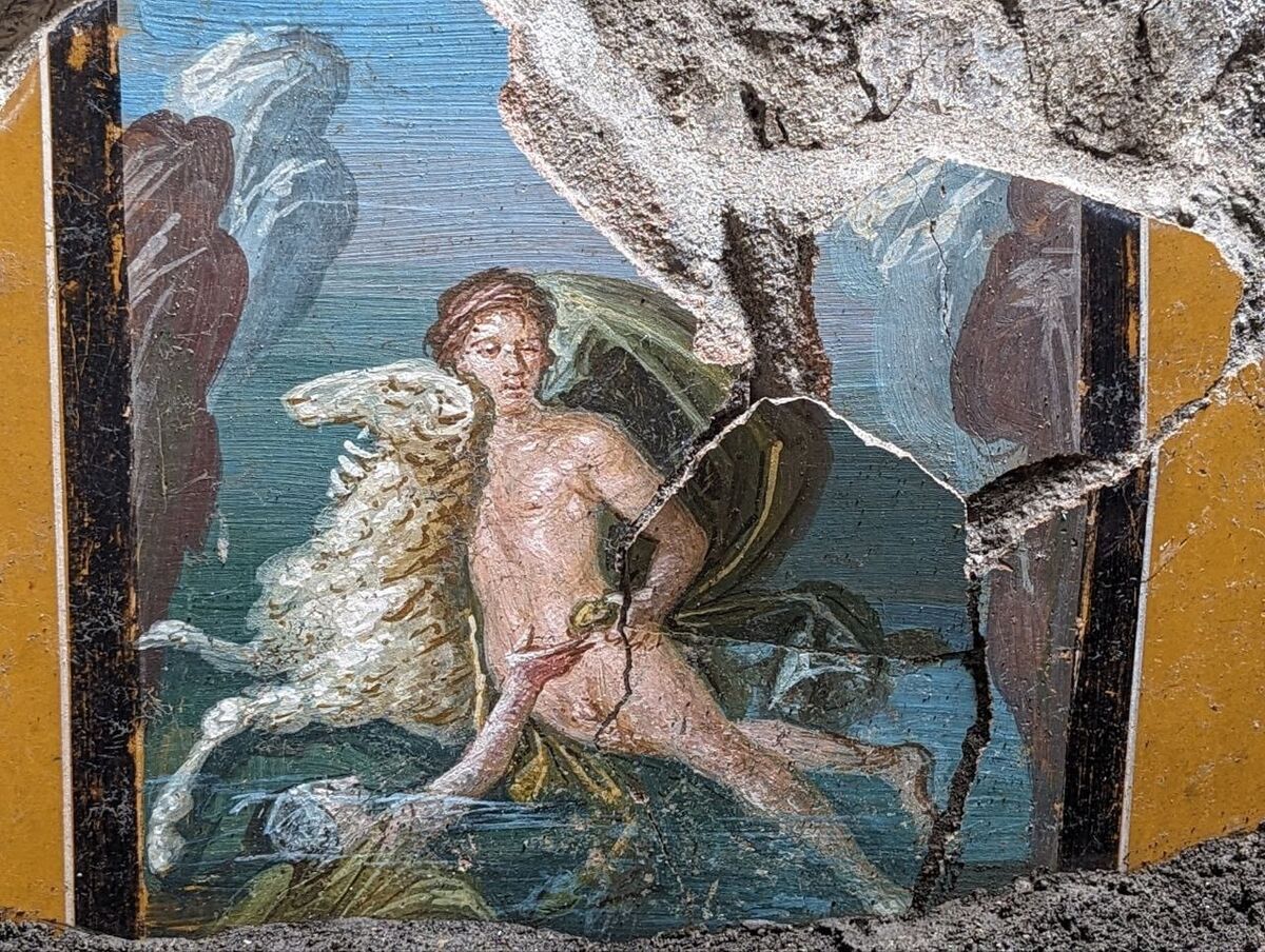 ιταλία: εντυπωσιακή τοιχογραφία του φρίξου και της έλλης ανακαλύφθηκε στην πομπηία