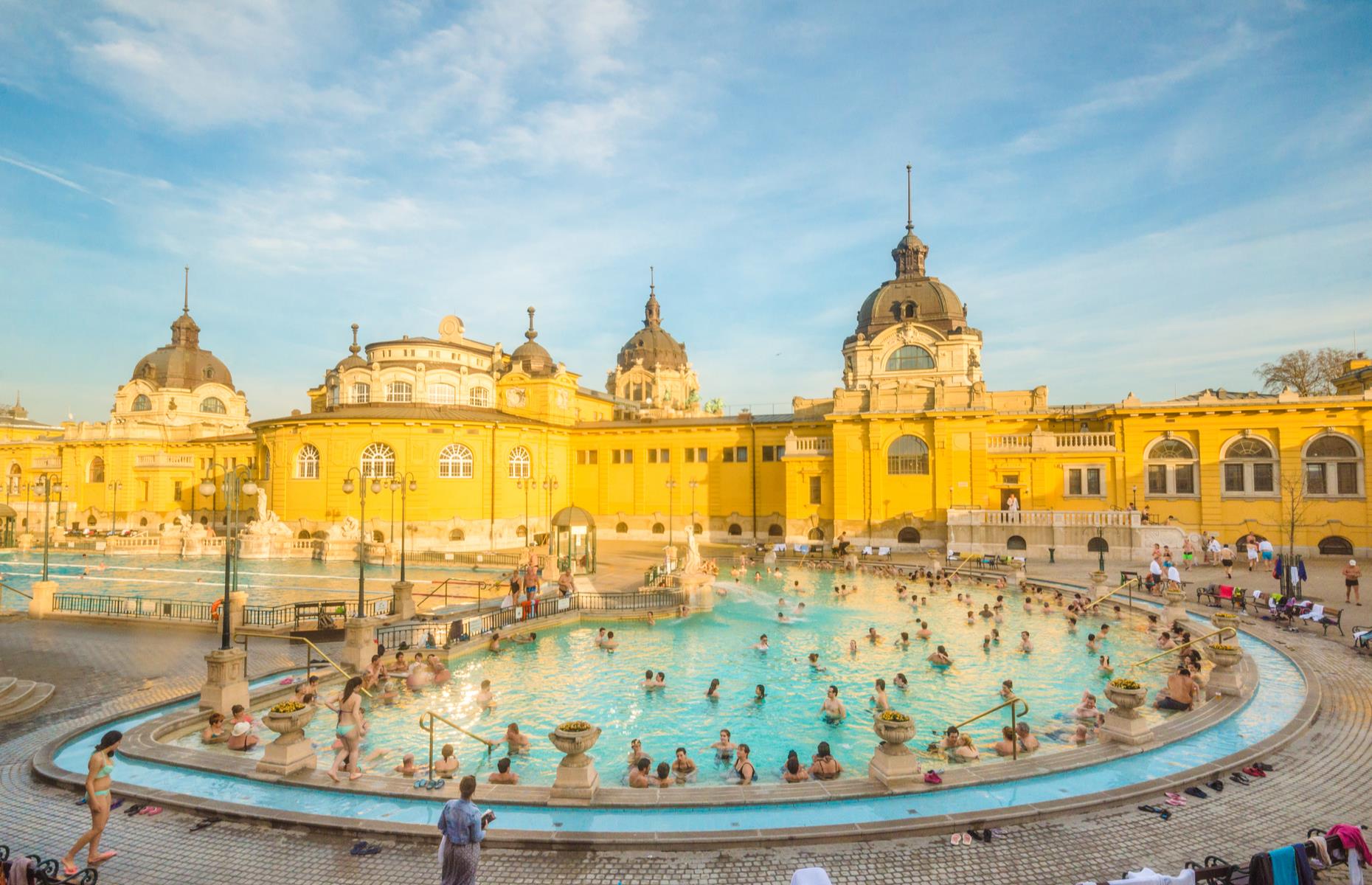 <p>Thermal spas are part of everyday life in Budapest, and a must-do on any visitor’s bucket list. At any time of year you can easily while away an afternoon in the 21 pools at Szechenyi Spa, which has waters ranging from a toasty 104°F to a more bracing 64°F, as well as saunas and massages. For a more hedonistic vibe, head to one of their night parties – or sparties, as they’re known. </p>