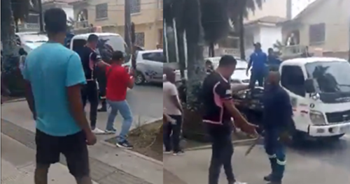 en vídeo: con machete atacaron a operarios de grúa que llevaban carros inmovilizados