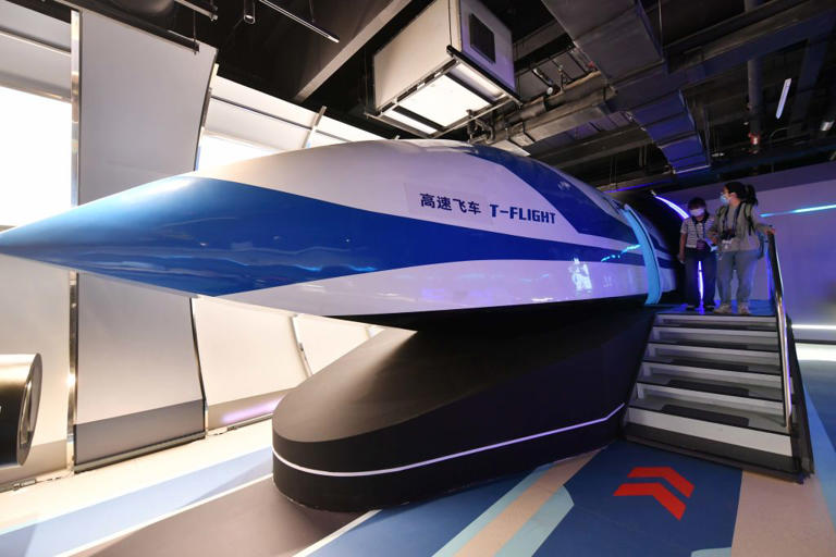 A model of T-flight supersonic train (Picture: Yuan Yi/Beijing Youth Daily/VCG via Getty)