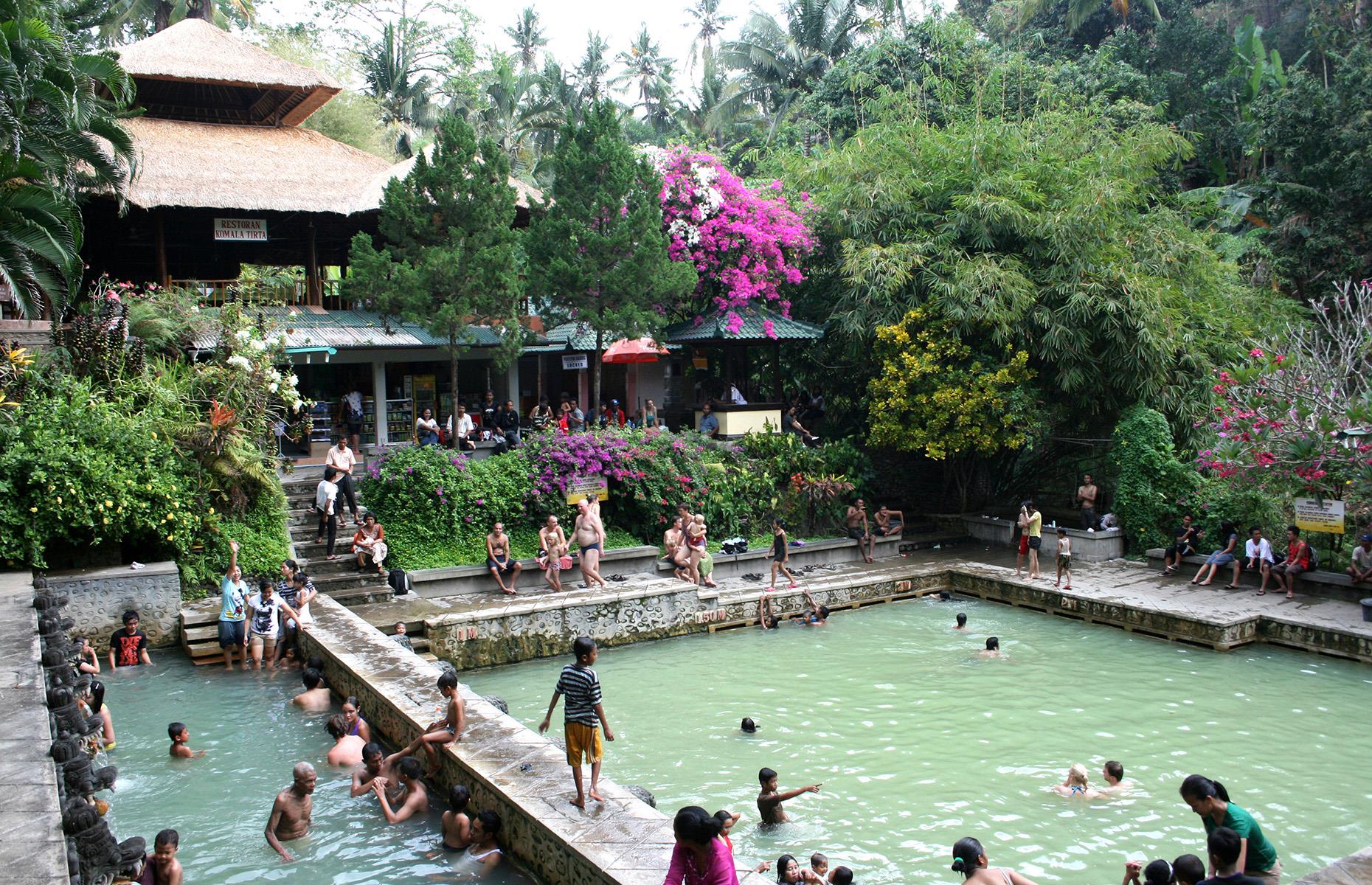 <p>With temperatures up to 100°F and a 26% sulfur content to help soothe irritated skin, the Banjar Hot Springs of Bali, Indonesia are famed for their healing waters. The springs are located in the northern reaches of the island, near the Brahma Vihara Arama Buddhist monastery, and offer three different pools: a main swimming pool, one for children, and one where the silky green spring water spouts from a row of dragon heads.</p>