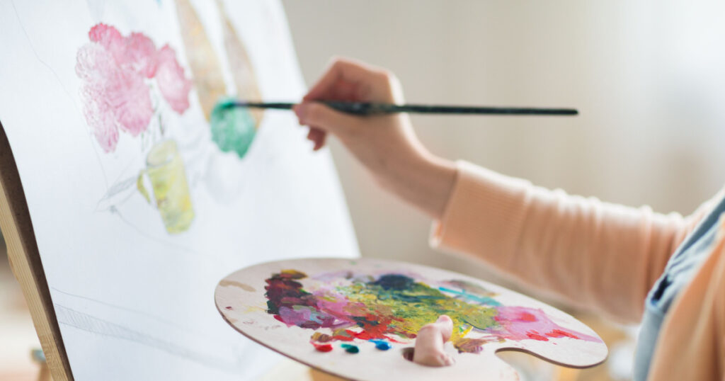 <p><span>Most people will brush this one off claiming they aren't ‘artsy'. It's not about what you paint, but </span><i><span>that</span></i><span> you paint. It's the process: setting up a canvas, preparing your paint, getting your water, sitting down, and starting. Chances are you'll stress even more if you try to copy Van Gogh's "Starry Night" perfectly the first time.</span></p>