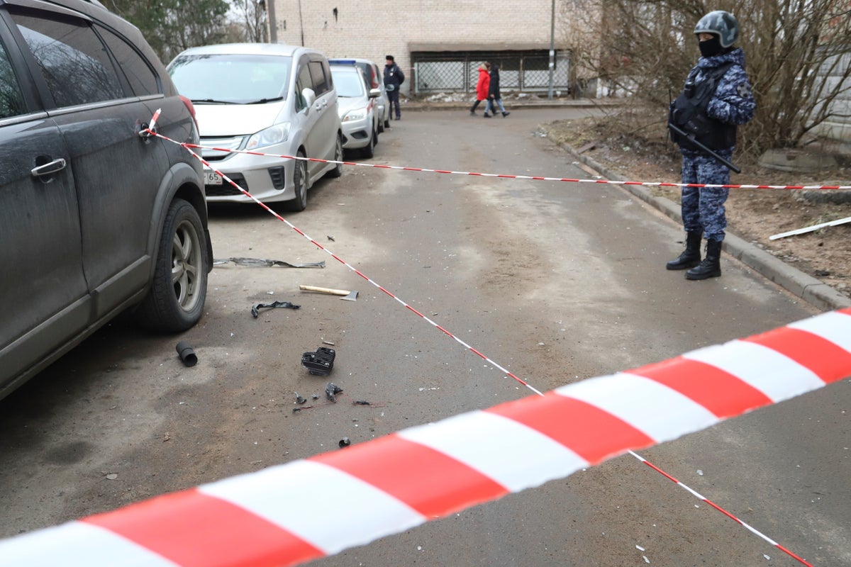 drone attack damages an apartment building in st petersburg, russia state media says