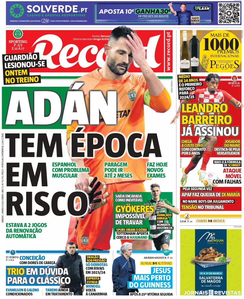 Veja As Capas De Hoje De Mar O De Das Principais Revistas Desporto