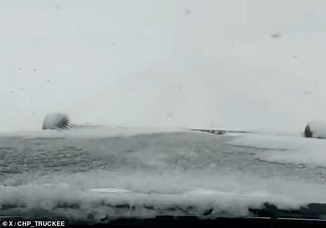 monster blizzard causes mayhem on the roads as california and nevada are battered by 190 mph winds - with highways closed due to collisions, hundreds of cars stranded and 12 feet of snow forecast