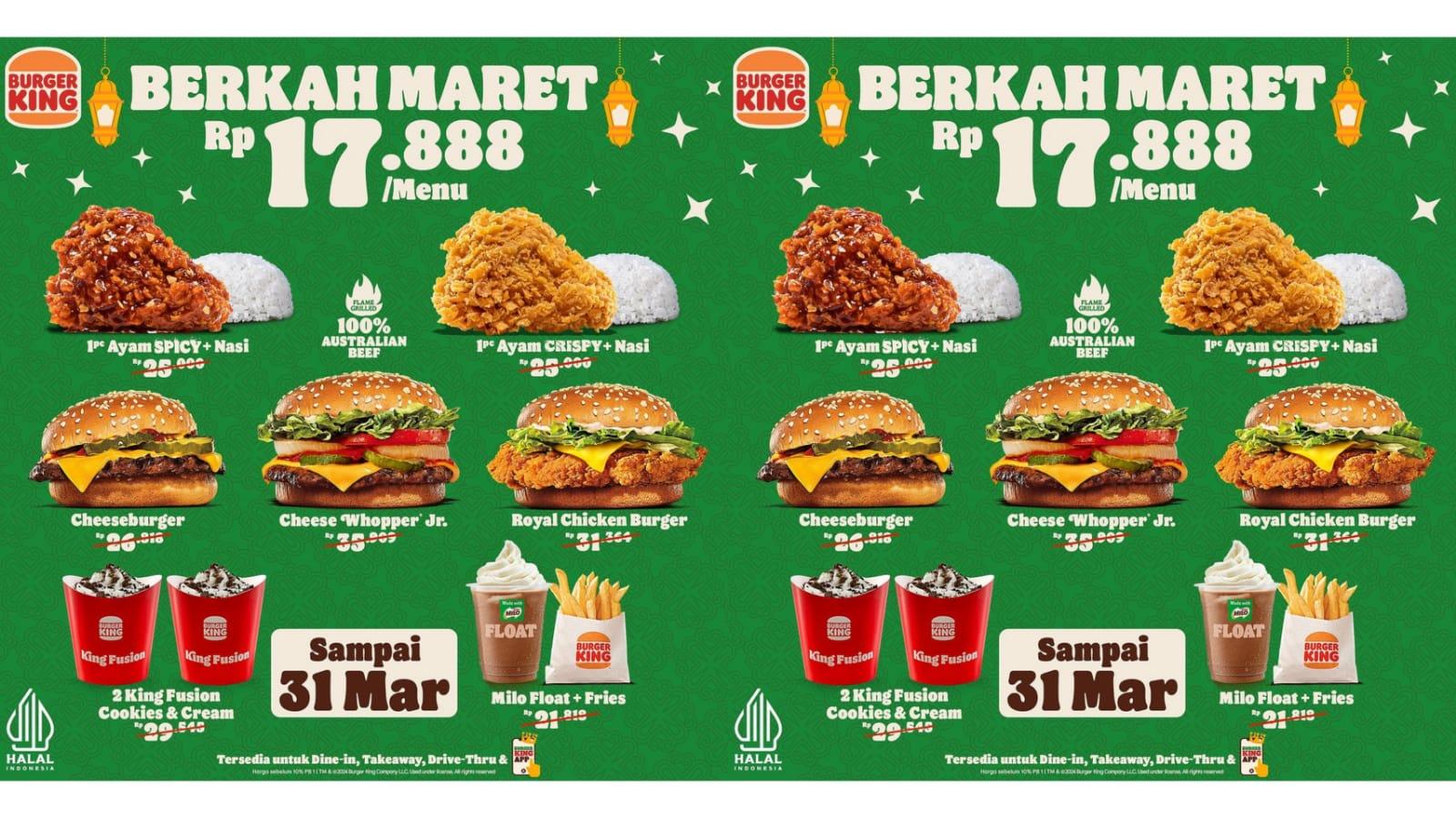 diskon besar promo burger king hari ini 3 maret 2024,nikmati royal chicken burger rp 17 ribuan