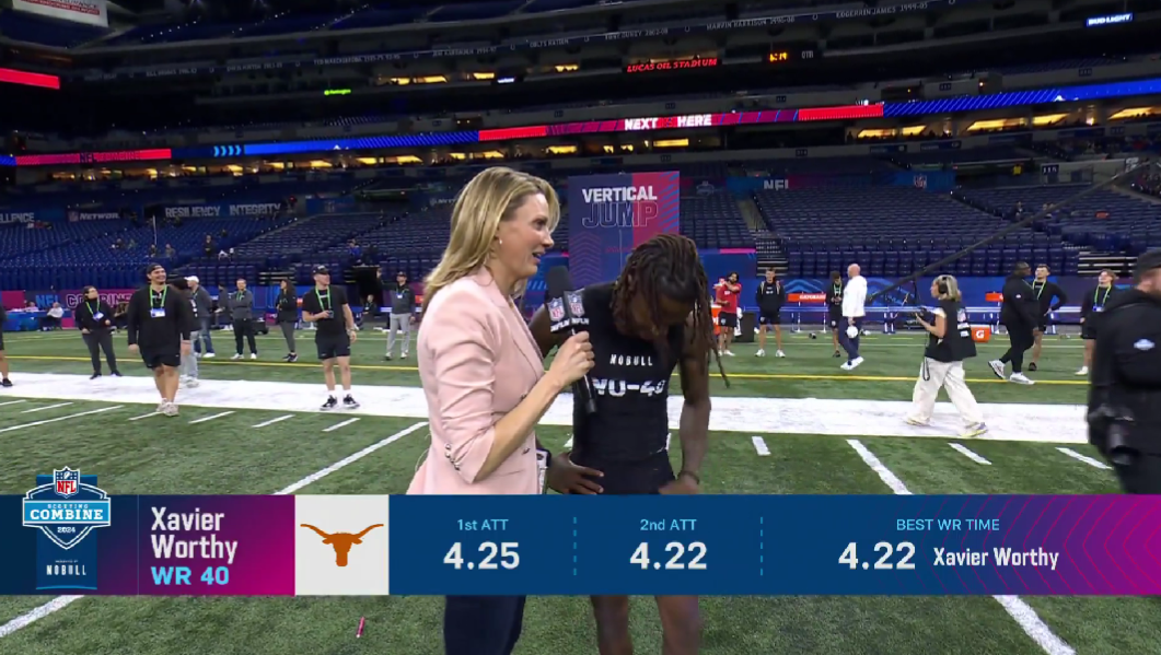 xavier worthy had to catch his breath for an interview after breaking the nfl combine's 40-yard dash record