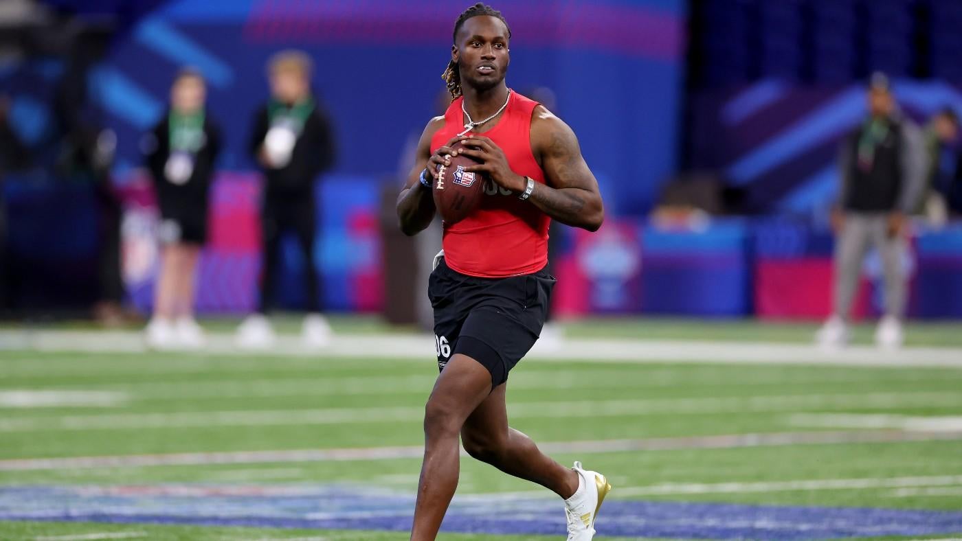 2024 nfl combine: tennessee's joe milton shows off arm with 70-yard bomb during on-field drills