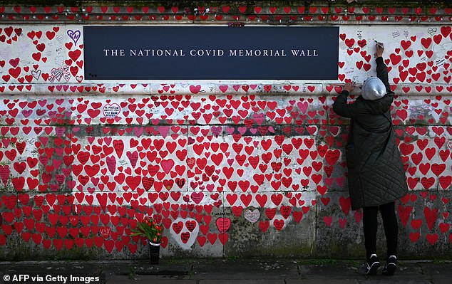 a minute's silence for britain's covid victims: bereaved families gather by memorial wall on first national day of reflection four years after virus outbreak