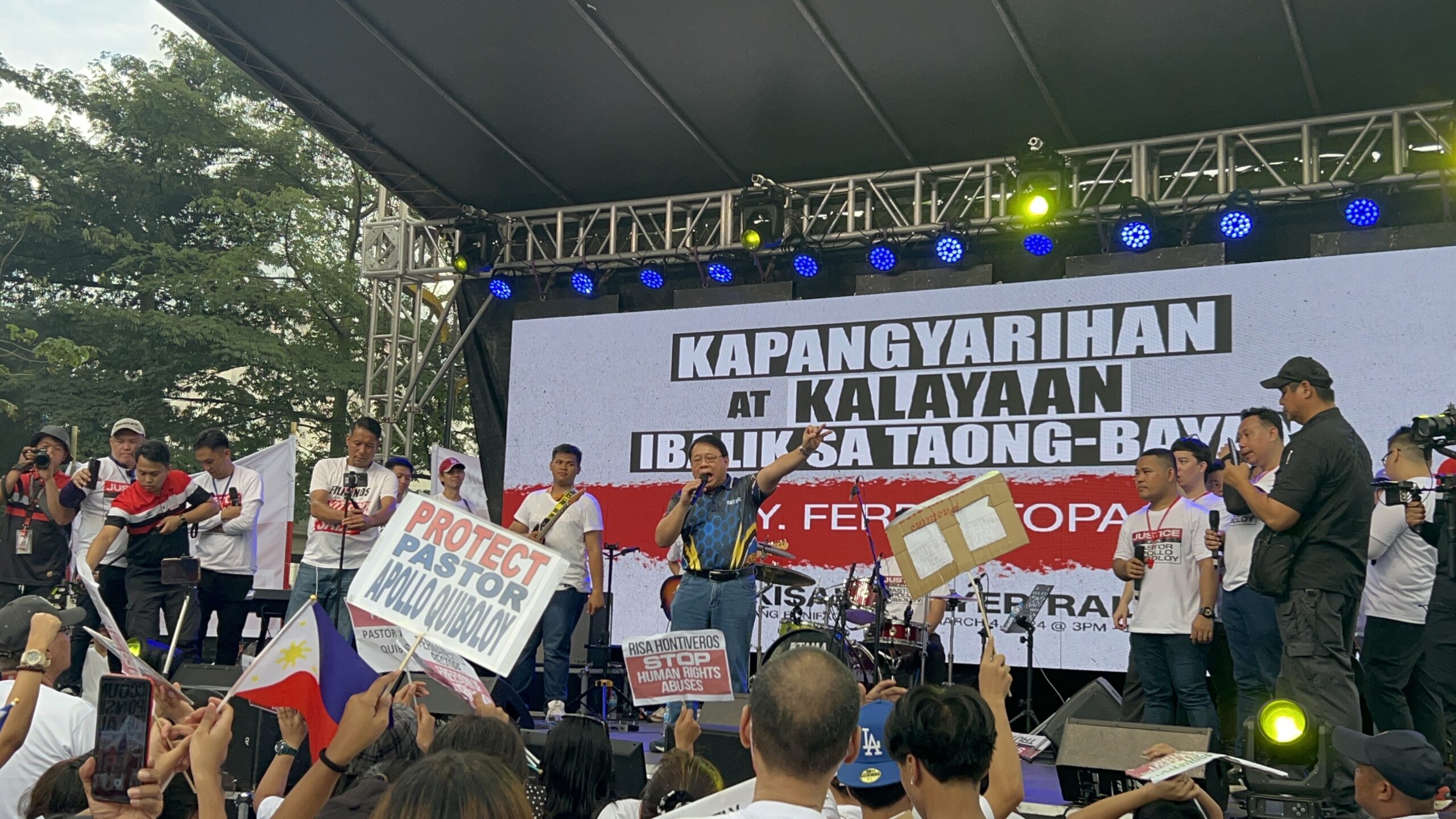 quiboloy’s supporters hold protest at liwasang bonifacio