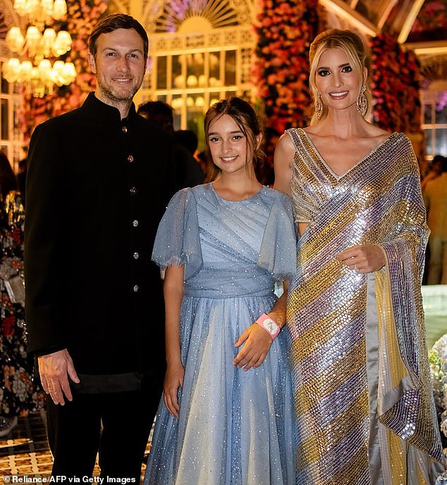 ivanka trump dazzles in sparkly white crop top and skirt as she attends anant ambani's 'romance festival' during three-day pre-wedding extravaganza in india