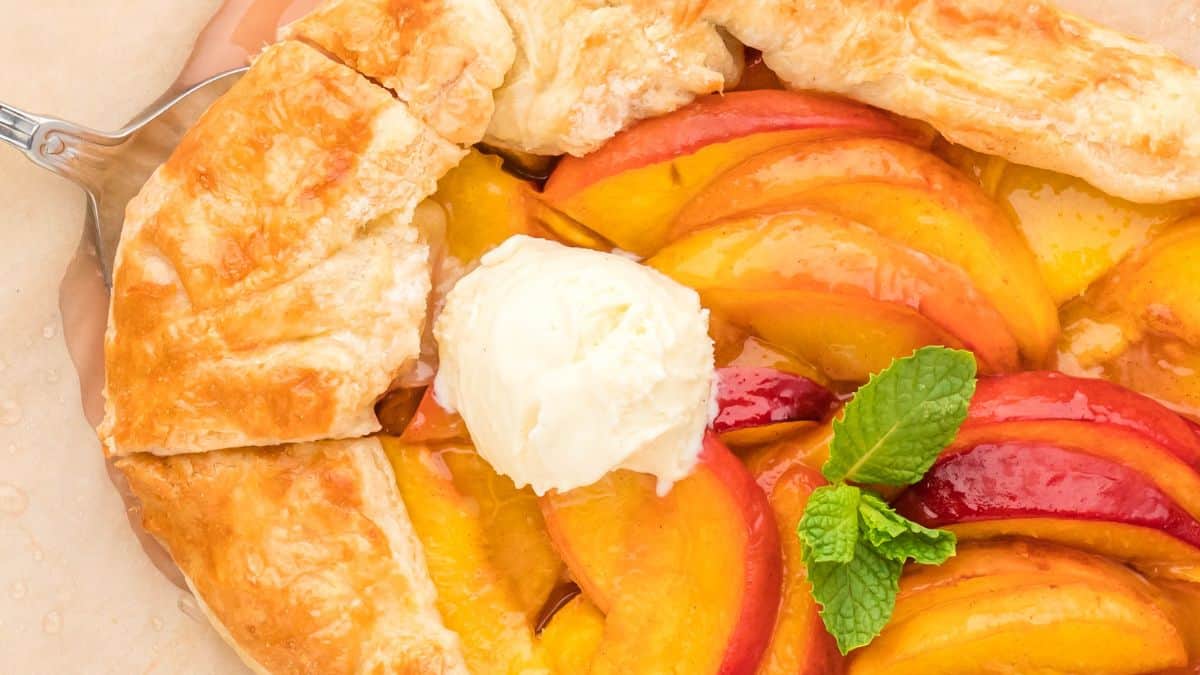 <p>Calling all summer dessert lovers! This rustic peach galette is bursting with fresh, seasonal flavor and comes together in a breeze. In just minutes, you can transform summer's bounty of juicy peaches into a quick and delightful treat.</p> <p>Get the recipe: <a href="https://bluesbestlife.com/peach-galette-with-puff-pastry/">Peach Galette With Puff Pastry</a></p>