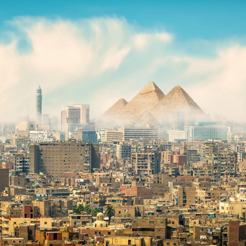 Pyramids overlook Cairo Egypt