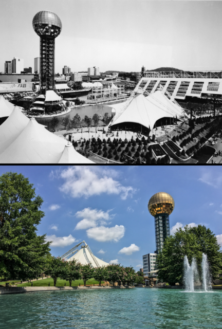 <p class="p1">Built in 1982, the Sunsphere still stands 266 feet tall in the World’s Fair Park in downtown Knoxville, Tennessee. Looking like a disco ball high in the sky, the gold dust-filled lamination allows the top of the structure to shimmer in the sunlight. This and the man-made pond it sits across from are the only remaining structures built from that year’s World Fair.</p> <p><strong>Read more: </strong><a href="https://www.abandonedspaces.com/islands/vacant-islands.html" rel="noopener">Islands Around the Globe Devoid of Human Life</a></p> <p>In the ever-evolving tapestry of history, these enduring structures, born from the vibrant spirit of World's Fairs, stand as timeless monuments to human ingenuity and creativity, weaving together the past and present in a captivating narrative of architectural resilience. As they continue to grace city skylines and capture imaginations, these iconic landmarks serve as living testaments to the enduring legacy of the world's most celebrated expositions, inviting us to marvel at their beauty and reflect on the boundless possibilities of human achievement across the ages.</p>