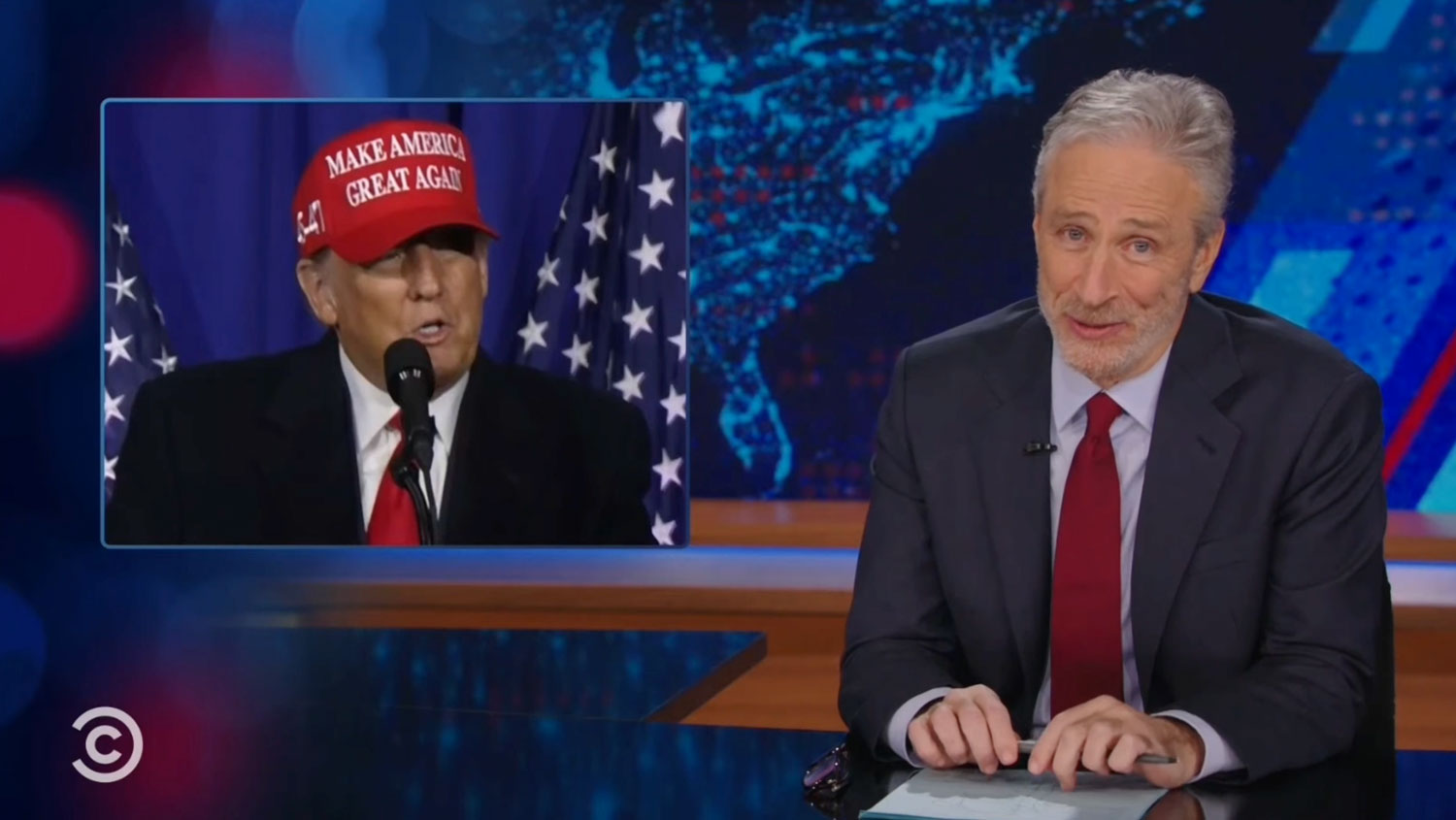 ‘The Daily Show': Jon Stewart Mocks Donald Trump's Word Struggles; Desi ...