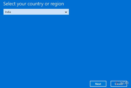 select country or region on Windows