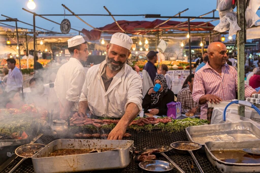 <p>Navigate the colorful markets of Marrakech, sampling traditional Moroccan street food.</p>