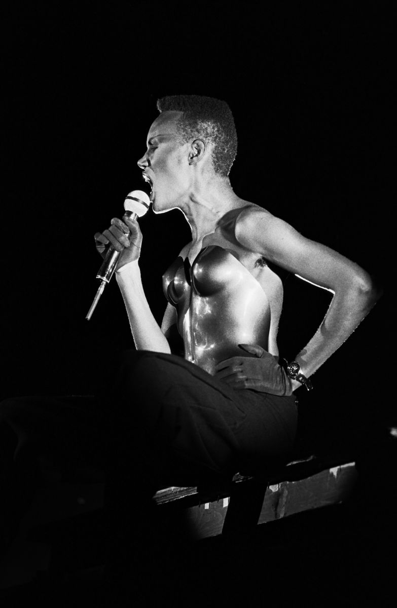 <p>Jones performing at Lion Country Safari concert. Her vibrant music was influenced by a variety of genres including disco, new wave, funk, pop, and reggae.</p>