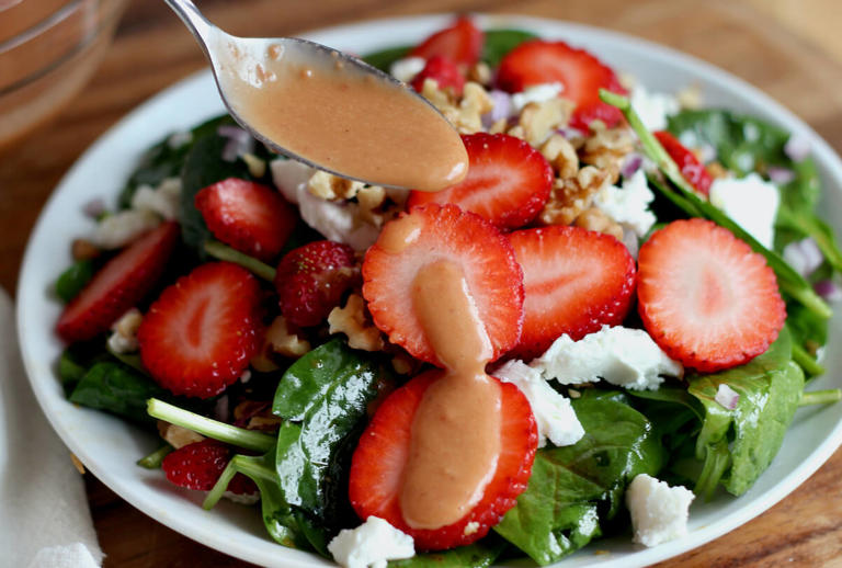 Strawberry Goat Cheese Walnut Salad with Balsamic Vinaigrette