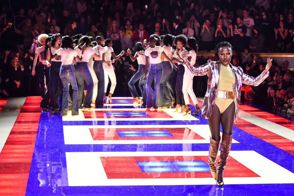 <p>Jones owns the runway at the 2019 Tommy x Zendaya TOMMYNOW Spring Collection in Paris. While walking, she jams out to her own song, “Pull Up to the Bumper.”</p>