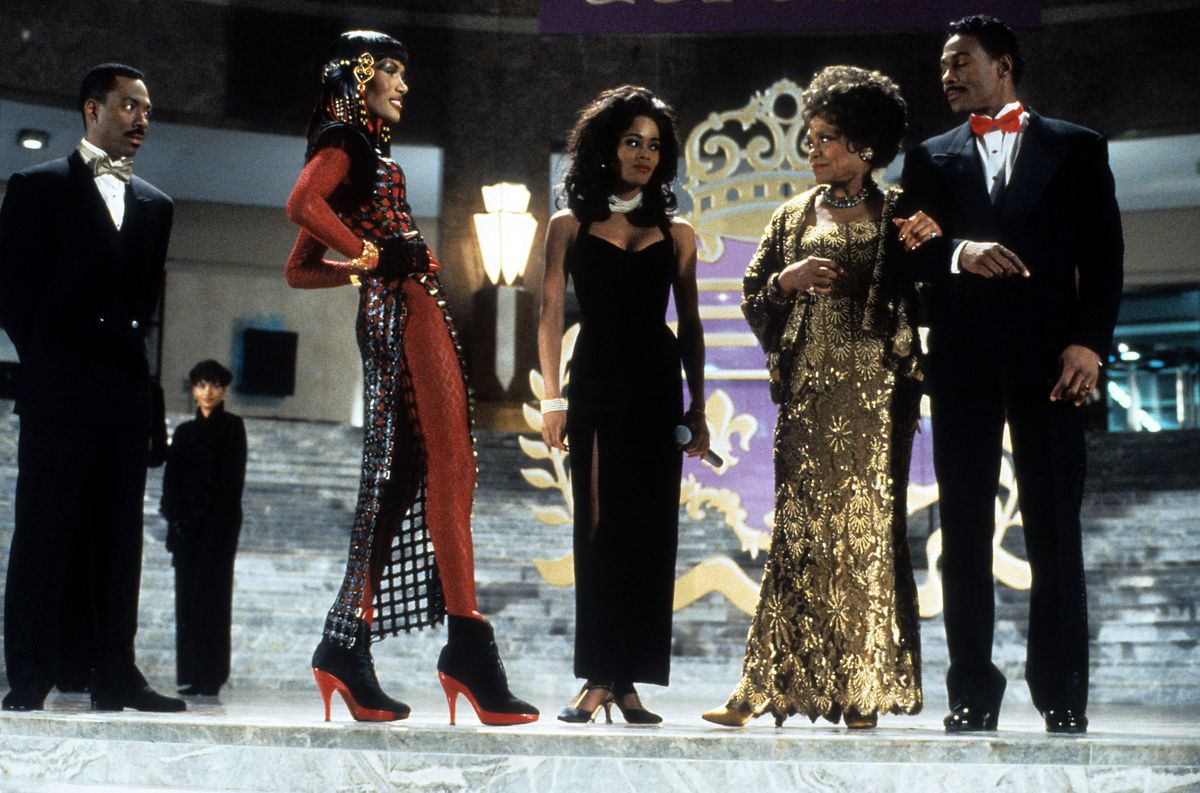 <p>Jones from a scene in the movie <em>Boomerang </em>in 1992. She holds her own alongside acting greats like Halle Berry, Eddie Murphy, and David Alan Grier in this romantic comedy.</p>