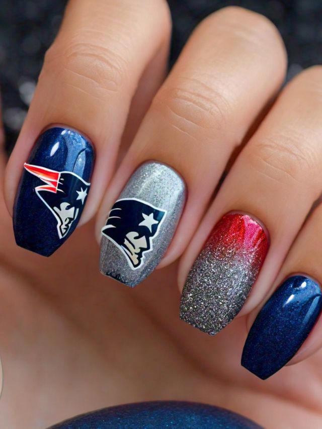 35+ New England Patriots Nail Designs and Ideas