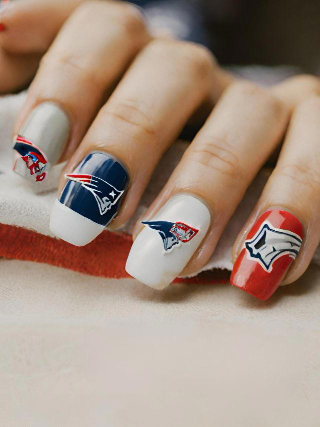 35+ New England Patriots Nail Designs and Ideas