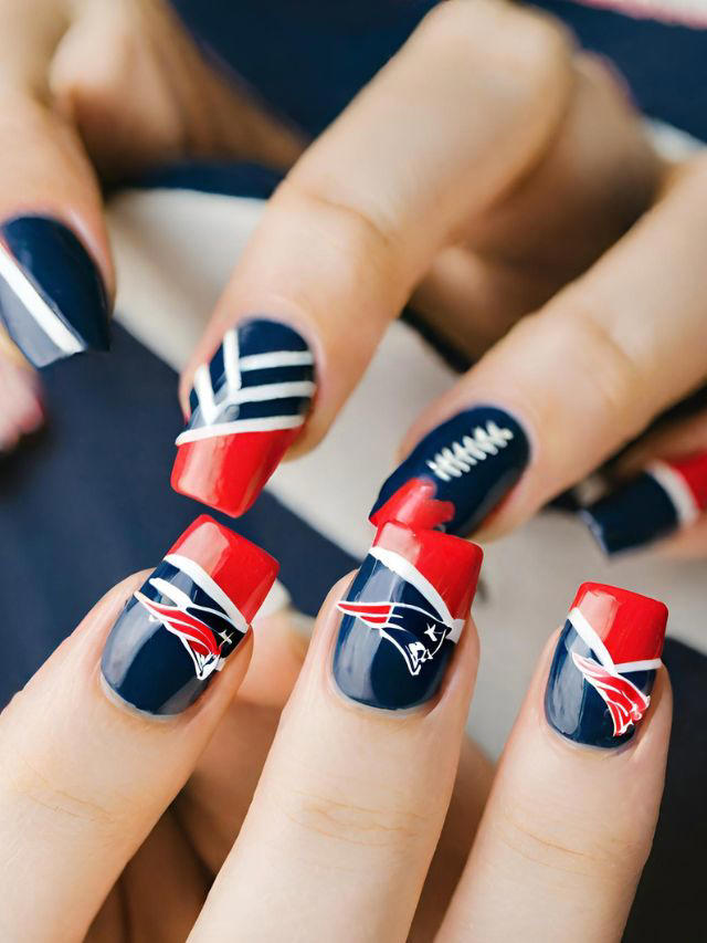 35+ New England Patriots Nail Designs and Ideas