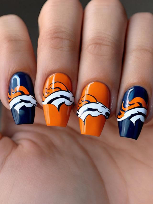 35+ Denver Broncos Nail Designs and Ideas