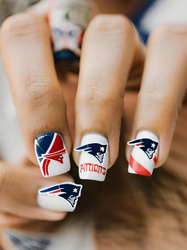 35+ New England Patriots Nail Designs and Ideas