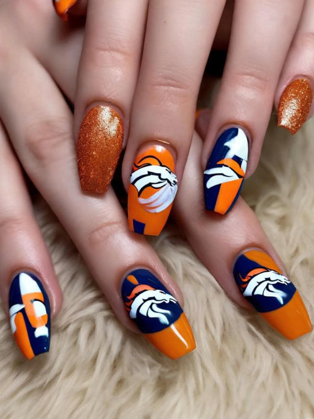 35+ Denver Broncos Nail Designs and Ideas