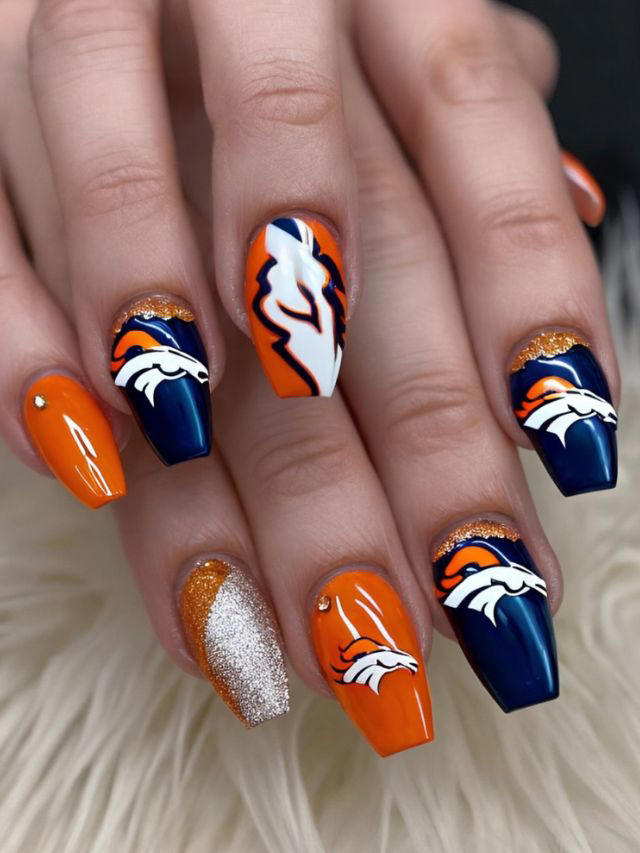 35+ Denver Broncos Nail Designs and Ideas