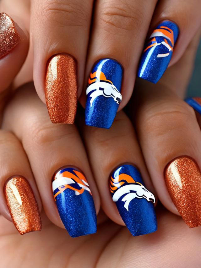 35+ Denver Broncos Nail Designs and Ideas