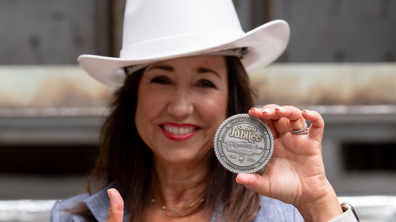 In the photo, you can see Christine Duffy holding the <a href="https://www.travelpulse.com/news/cruise/carnival-reveals-name-base-of-new-ship-and-restart-date-for-entire-fleet" title="Carnival Jubilee">Carnival Jubilee</a>'s coin during the ship's coin ceremony, which is an ancient tradition continued from Roman times, held as part of a ship's keel laying. Duffy placed the coin in the keel of the ship to bless the ship with good fortune at the Meyer-Werft Shipyard in Germany. It's the sister ship to the Carnival Celebration and Mardi Gras ships, and Carnival Jubilee calls Galveston, TX her homeport. "Carnival was the first cruise line to offer year-round cruising from Galveston in 2000, and we have continued to grow our presence and support of the Port of Galveston's expansion, so we are thrilled to bring our brand-new Carnival Jubilee to Texas and the greater southwest region," Christine Duffy, president of Carnival Cruise Line, said in a statement about the ship in November, 2021. "This beautiful, innovative ship will bring an entirely new cruise experience to our guests, and we've got some great surprises to fun it up in ways we know they are going to love."