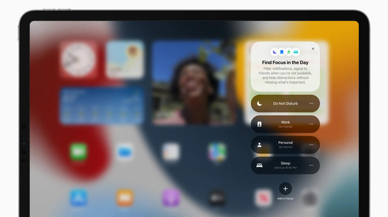 iPad screen showing Focus modes