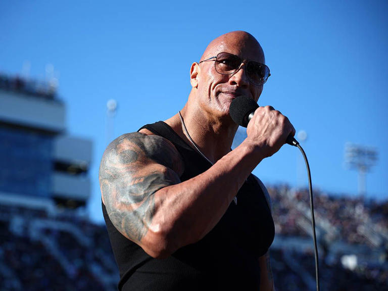 Dwayne 'The Rock' Johnson pictured at last month's Daytona 500, where he acted as grand marshal. 