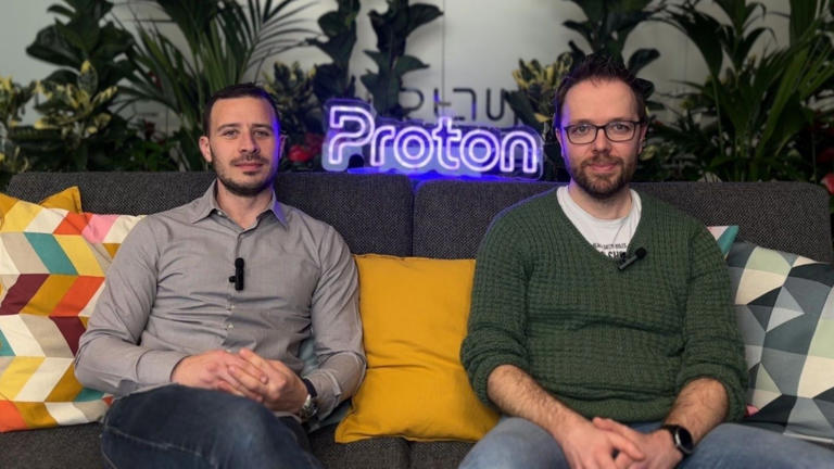 Antonio Cesarano, Head of Product at Proton VPN, and Samuele Kaplun, CTO at ProtonVPN, during an interview with TechRadar in Proton's Geneva office in March 5, 2024.