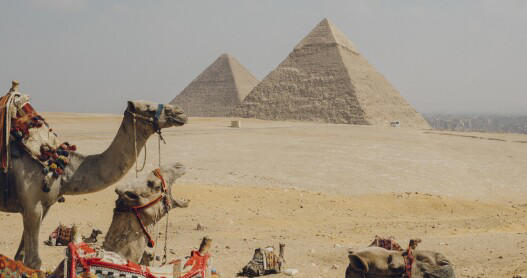 The 450-foot-tall Great Pyramid at Giza is made of an estimated 2.3 million blocks of stone cut by hand.