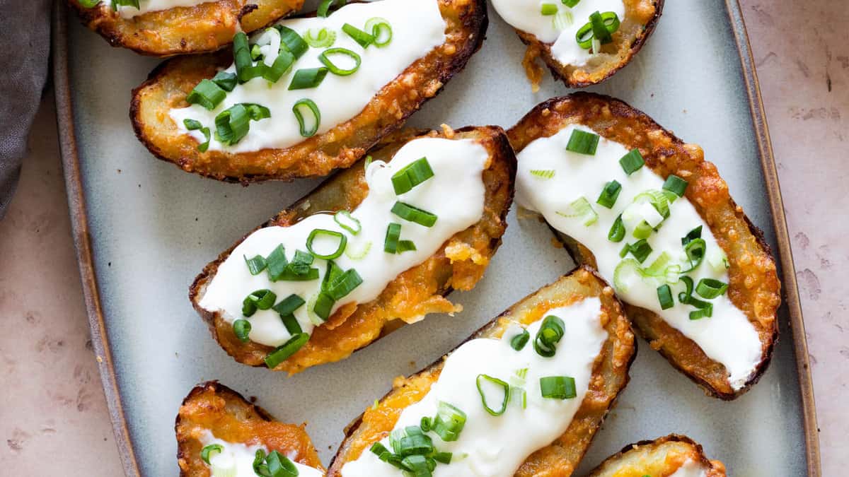 <p>Get the recipe: <a href="https://alwaysusebutter.com/air-fryer-potato-skins/">Air Fryer Potato Skins</a></p> <p>With only a handful of ingredients and just 10 minutes, these air fryer potato skins will quickly become a new favorite! Seasoned with garlic and Worcestershire sauce with a taste of sharp, gooey cheese in every bite, these potato skins make the perfect appetizer!</p>  <p><a href="https://www.fodmapeveryday.com/recipes/caprese-salad/">Get the recipe.</a></p> <p>This Italian salad's original name is Insalata Caprese, which translates as "salad from Capri". Caprese salad almost doesn't need a recipe, it's so easy to make.</p>