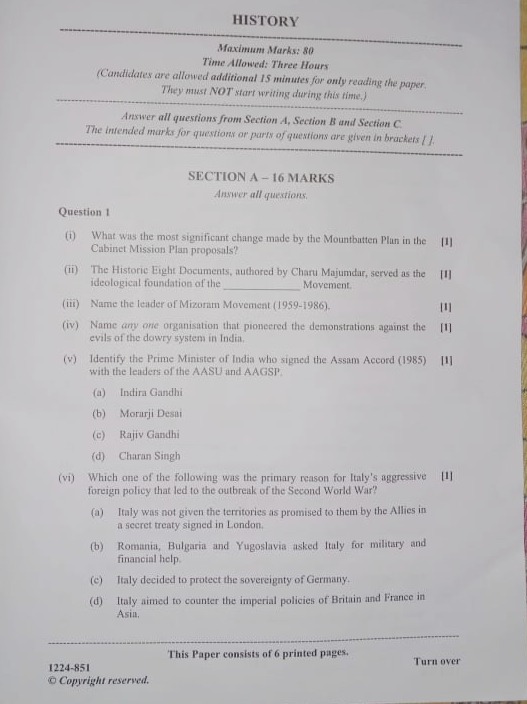 ISC Class 12 History Question Paper 2024 PDF With Answer Key Download   BB1jv61S.img