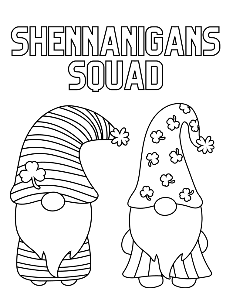 7 St. Patrick’s Day Gnomes Coloring Pages