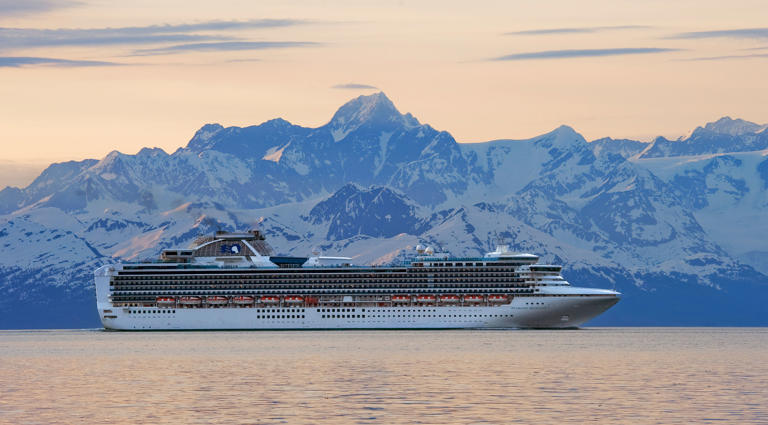 BTDBJJ View of the Princess Cruise ship "Diamond Princess" at sunset in Prince William Sound, Southcentral Alaska, Summer