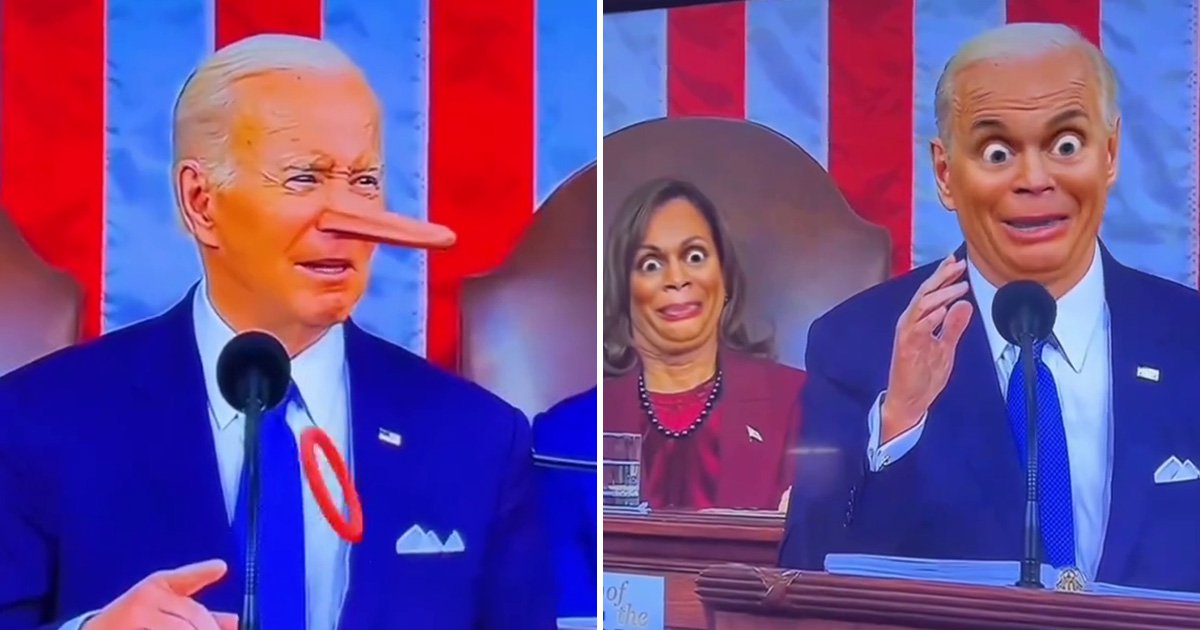 Trump Uses Filter To Give Biden Pigtails And Pinocchio Nose In State Of ...