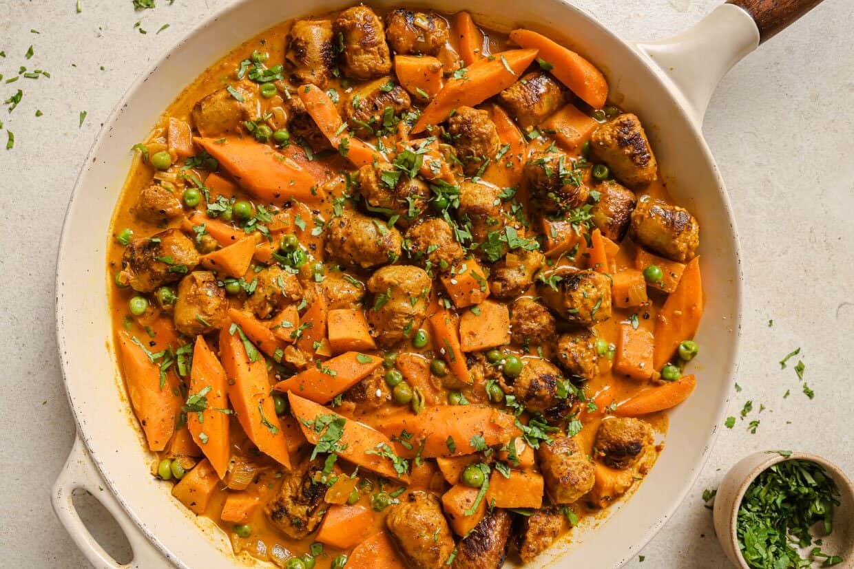 <p>This sausage curry is a flavorful meal that’s ready in 45 minutes. It combines sausages with veggies in a rich curry sauce. It’s an easy way to spice up dinner without spending all evening cooking. It’s a great choice for a quick, flavorful meal that’s a bit different from the usual.<br><strong>Get the Recipe: </strong><a href="https://realbalanced.com/recipe/sausage-curry/?utm_source=msn&utm_medium=page&utm_campaign=msn">Sausage Curry</a></p>