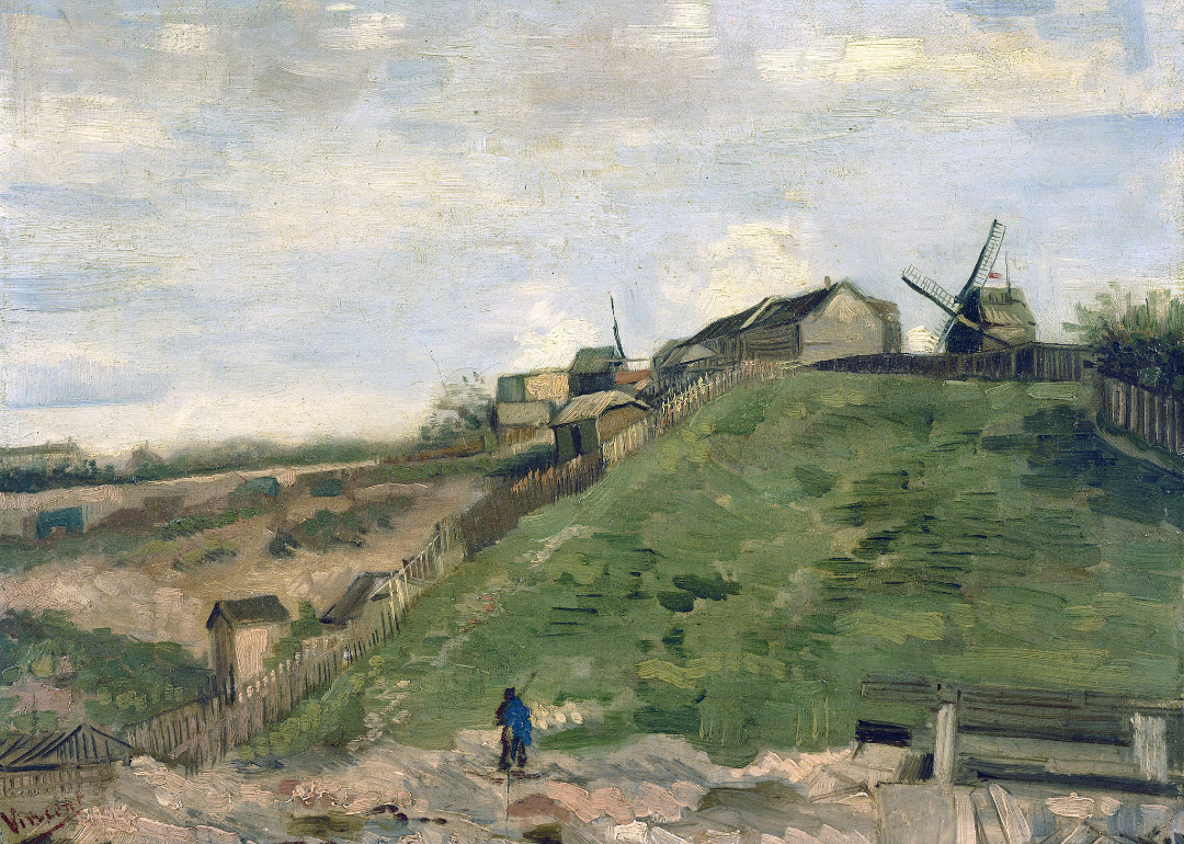 <p>Van Gogh's <a href="https://www.nga.gov/collection/artist-info.1349.html">early work</a>, done when he worked among the Belgian miners, was full of dark colors and earth tones, illustrating peasants and moody landscapes influenced by the Dutch painting style at the time. Upon moving to Paris, he was prompted by Henri de Toulouse-Lautrec and Paul Gauguin to use colors with symbolic intention. He was directly influenced by artist Camille Pissarro, whose landscape paintings are full of intentional light and brightness. Van Gogh's palette became notably brighter during his time in Paris.</p>