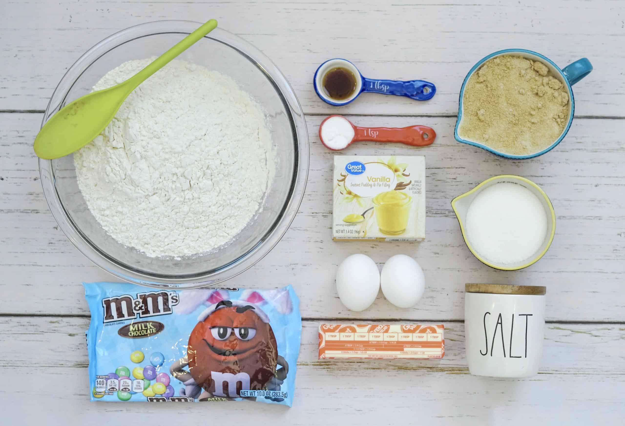 Spring M&M Cookie Bars