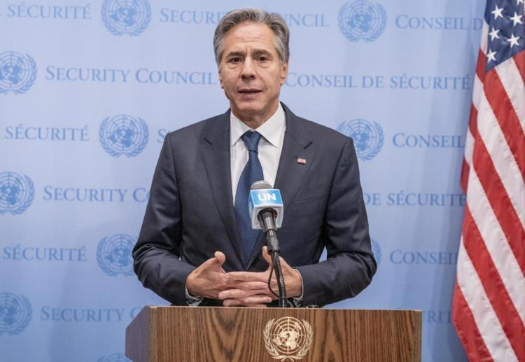Le secrétaire d’État Antony Blinken s’exprime lors de la réunion du Conseil de sécurité au siège de l'ONU à New York le 3 août 2023. Il y avait notamment abordé la situation au Niger après le coup d’État (photo d’archives).